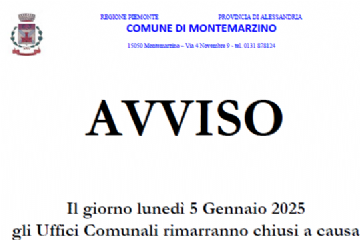 Avviso chiusura Uffici Comunali.
