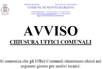 Avviso chiusura Uffici Comunali.